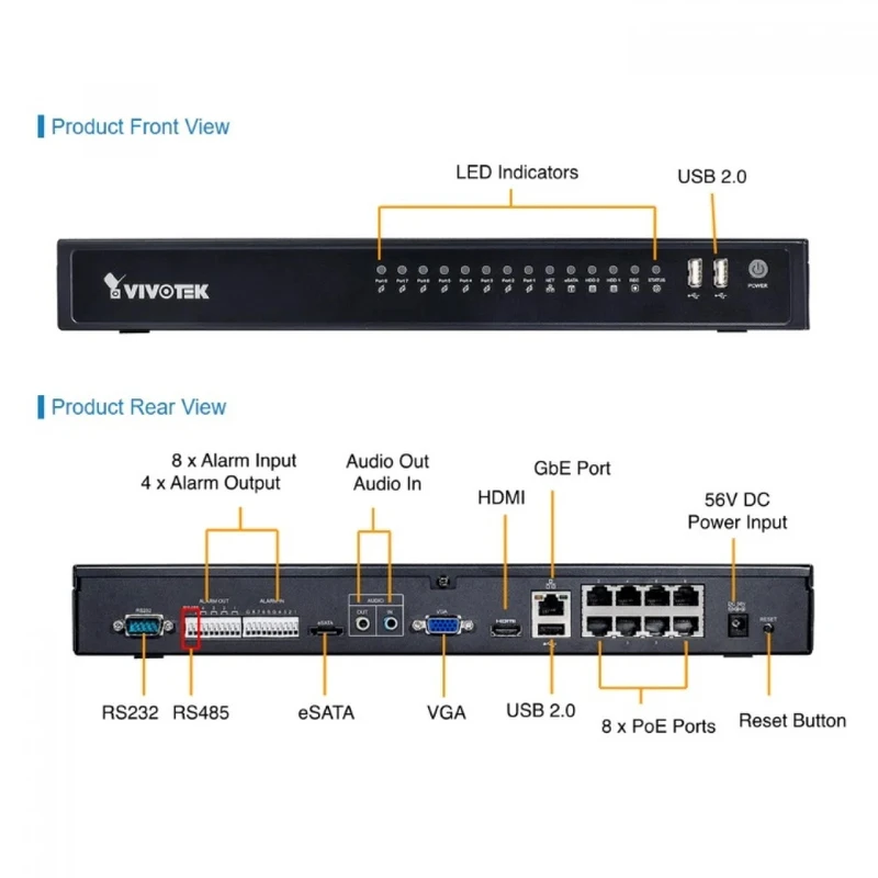 ضبط کننده ویدئویی تحت شبکه ویوتک مدل 8 کانال ND8322P 3 ضبط کننده ویدئویی تحت شبکه ویوتک مدل 8 کانال ND8322P