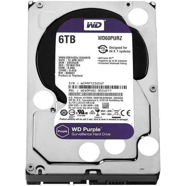 هارددیسک اینترنال وسترن دیجیتال مدل Purple WD64PURZ ظرفیت 6 ترابایت
