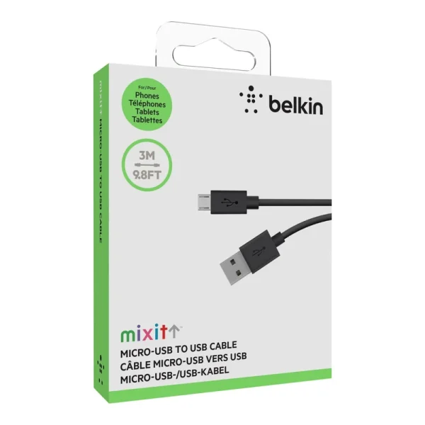 کابل تبدیل USB به MicroUSB بلکین مدل F2CU012bt3M-BLK طول 3 متر