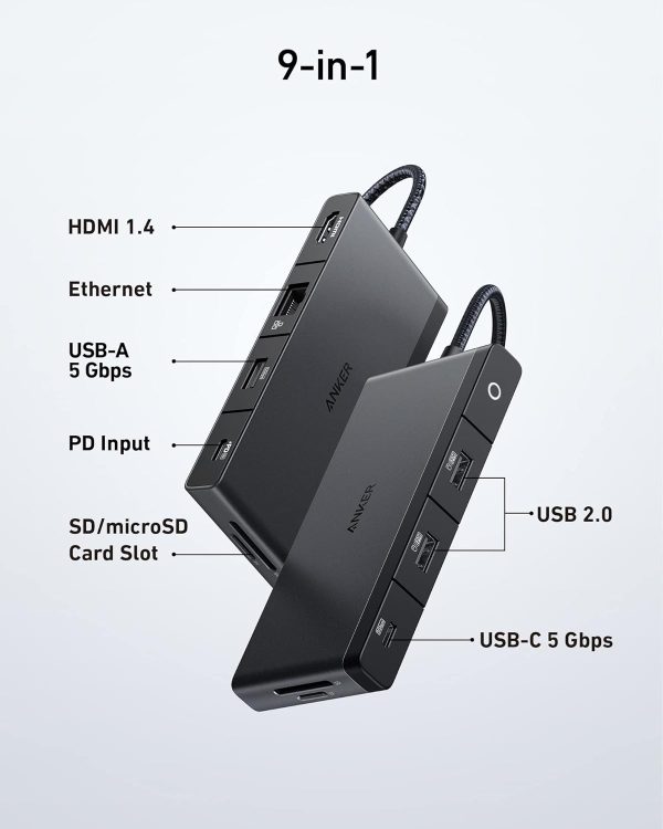 هاب 9 پورت USB-C انکر مدل USB-C Hub 9-in-1/4K HDMI A8373