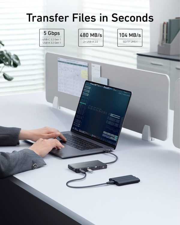 هاب 9 پورت USB-C انکر مدل USB-C Hub 9-in-1/4K HDMI A8373