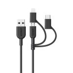 کابل تبدیل USB به Lightning Type C Micro USB انکر مدل A8436 PowerLine II طول 0.9 متر