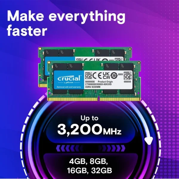رم لپ تاپ DDR4 تک کاناله 3200 مگاهرتز CL22 کروشیال مدل CT8 ظرفیت 8 گیگابایت