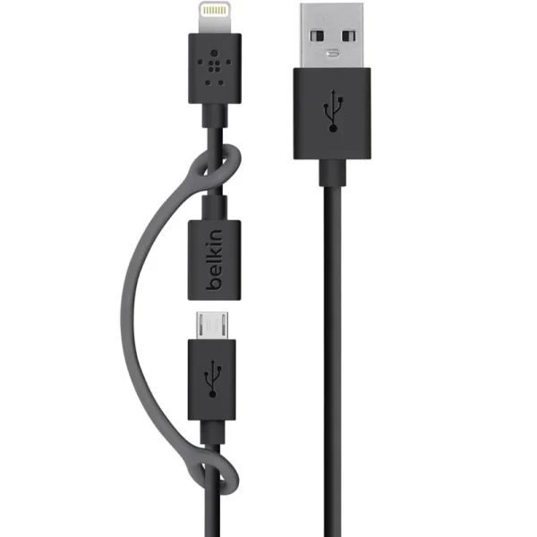 کابل تبدیل USB به لایتنینگ/microUSB بلکین مدل F8J080BT03 طول 0.9 متر
