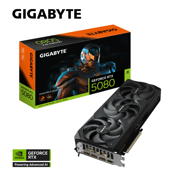 کارت گرافیک Gigabyte GeForce RTX 5080 WINDFORCE OC 16G (GV-N5080WF3OC-16GD)