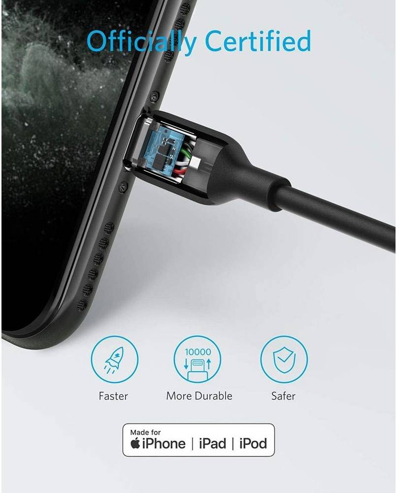 کابل لایتنینگ انکر ANKER A8832H11 طول 90 سانتیمتر مدل USB-C to Lightning 2 کابل لایتنینگ انکر ANKER A8832H11 USB-C to Lightning مشکی طول ۹۰ سانتیمتر