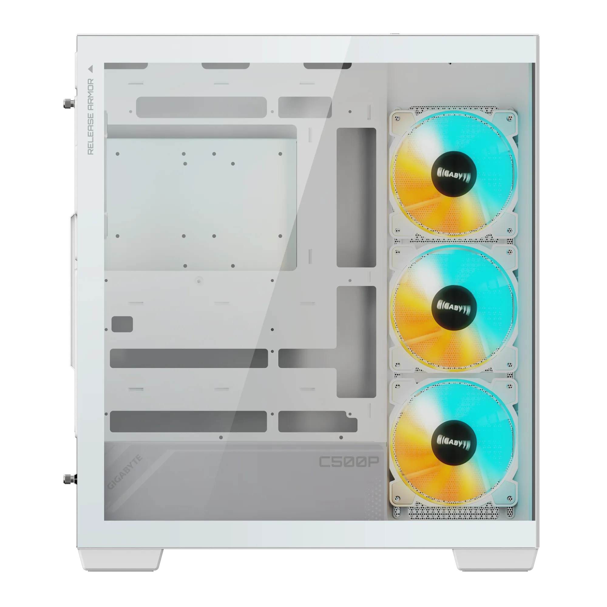 کیس گیمینگ گیگابایت C500 PANORAMIC STEALTH ICE 4 فضای داخلی کیس C500 PANORAMIC
