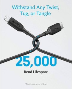 کابل لایتنینگ انکر ANKER A8832H11 طول 90 سانتیمتر مدل USB-C to Lightning 10 کابل لایتنینگ انکر ANKER A8832H11 USB-C to Lightning مشکی طول ۹۰ سانتیمتر